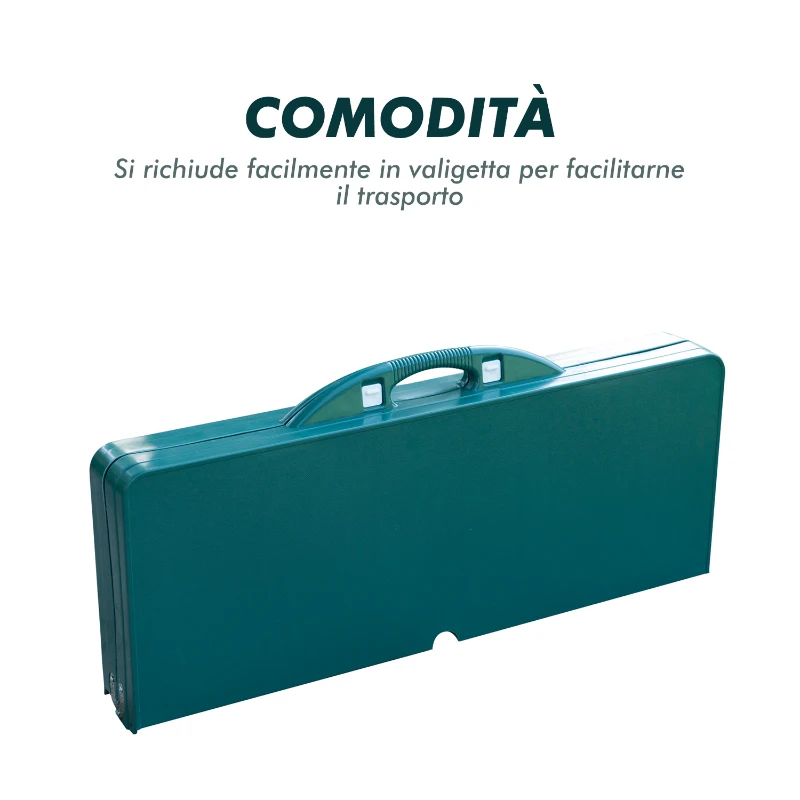 Outsunny Masa pentru Picnic cu 4 Scaune Pliabile tip Valiza in Aluminiu, Verde, 84.5x39x10cm