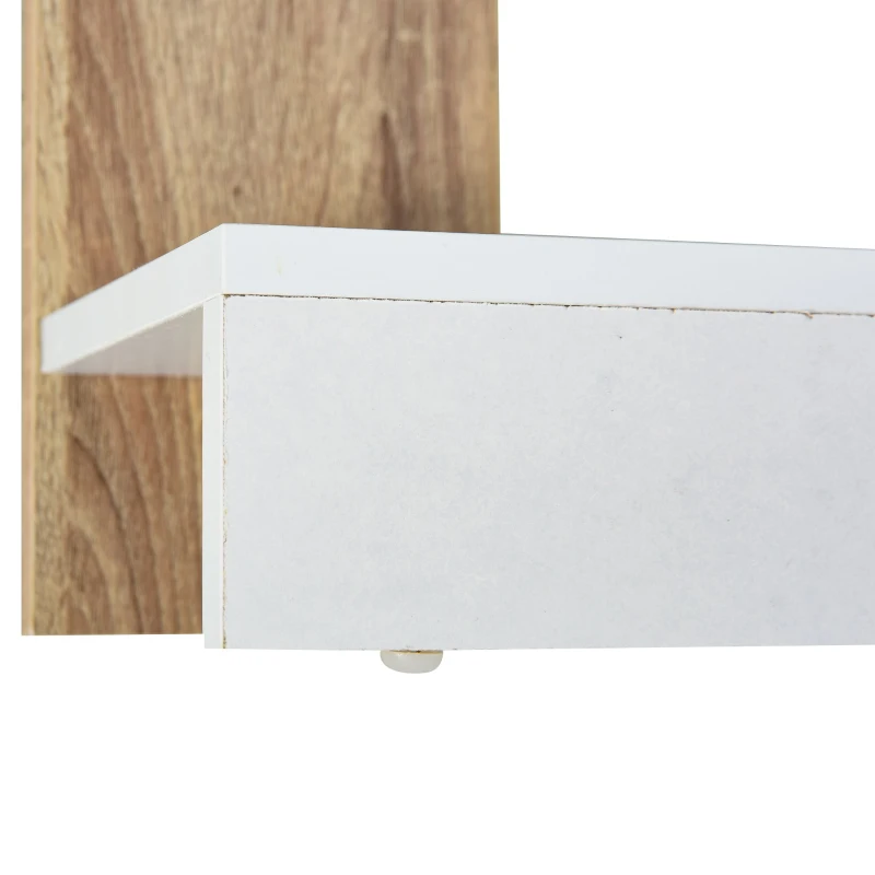 Homcom Raft Perete 5 Rafturi – Stejar & Alb, Design Modern pentru Camera(m-9)