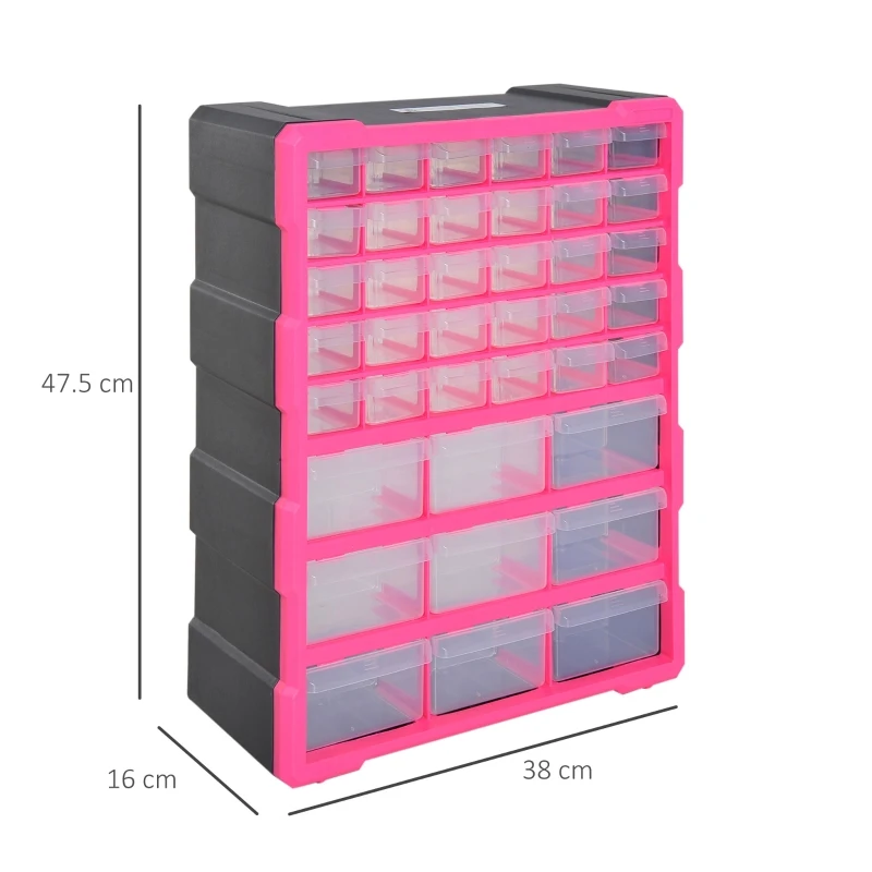 DURHAND Dulap din Plastic pentru Obiecte mici cu 39 Sertare Transparente