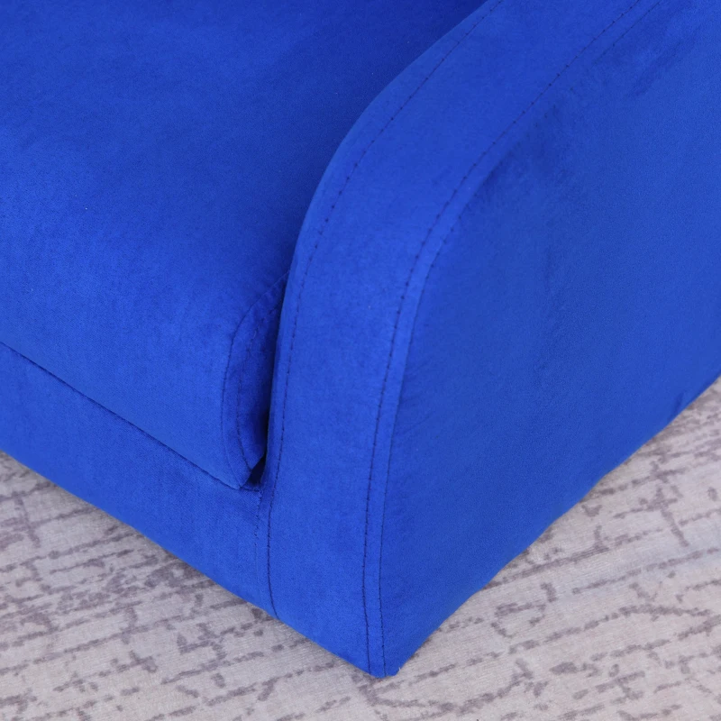 HOMCOM 2 în 1 Fotoliu pentru copii captusit cu buzunar pliabil pentru odihna albastru