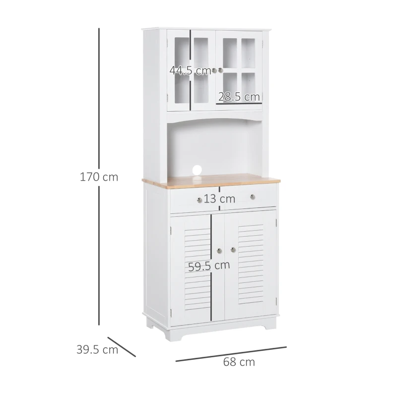 Homcom Bufet Bucatarie Lemn Alb – Dulap Spatios cu Design Elegant(m-3)
