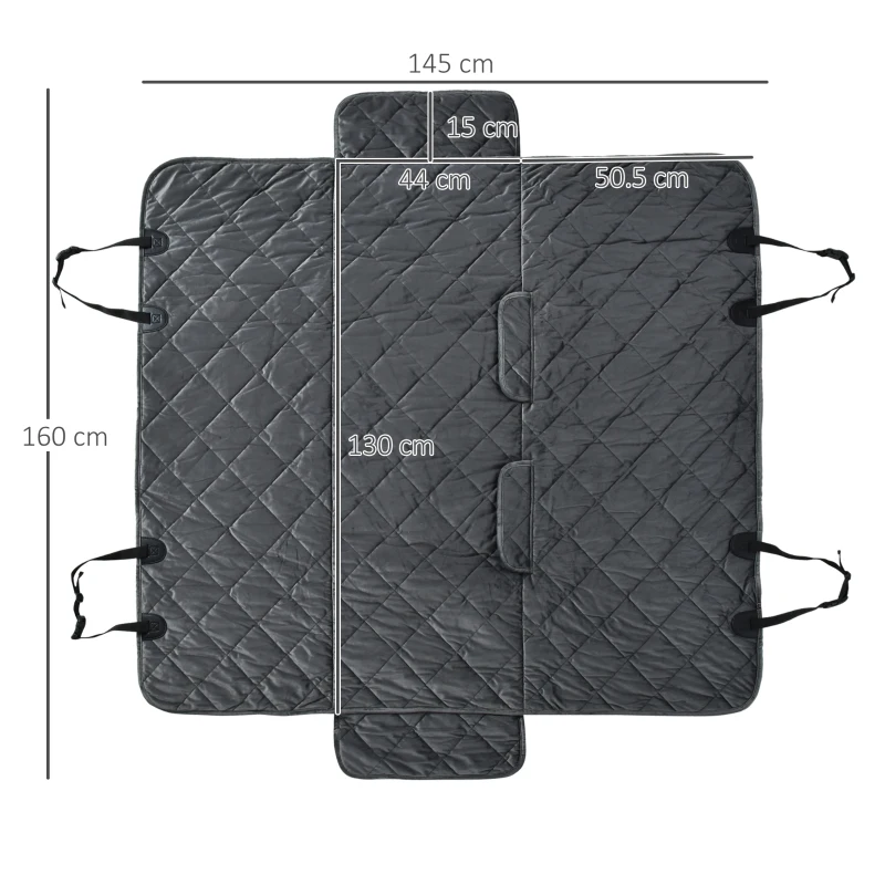 PawHut husa scaun auto pentru caini, 160x145 cm, gri