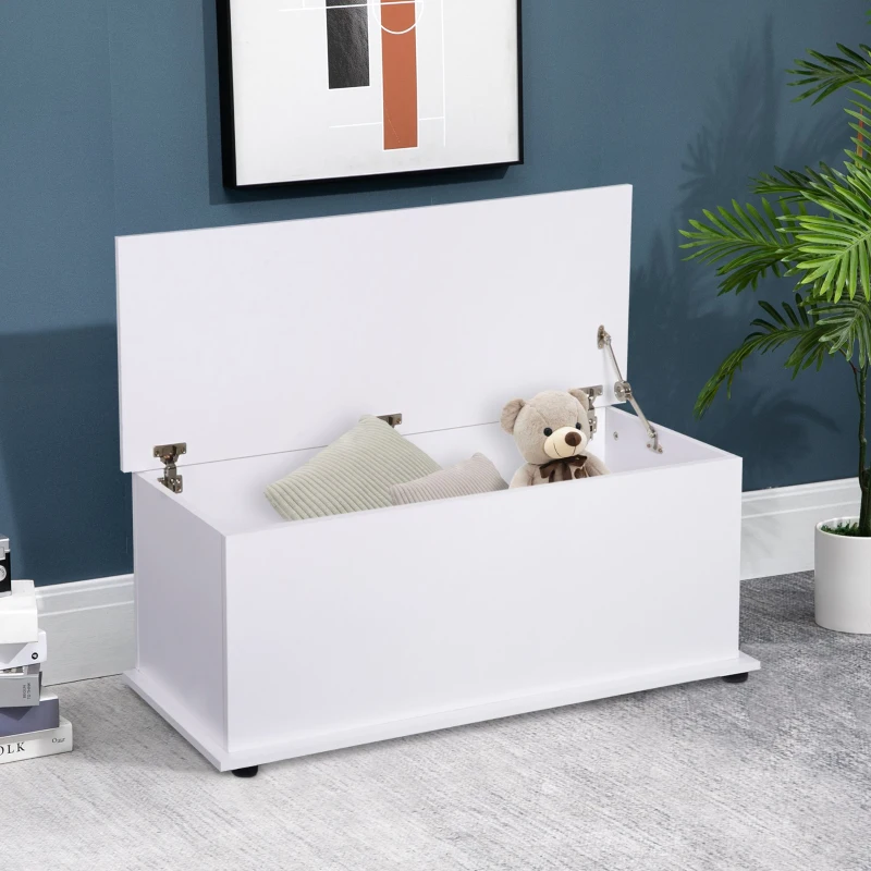 HOMCOM Cutie de Depozitare din Lemn, Moderna si Multifunctionala, pentru Camera, Intrare, Alb