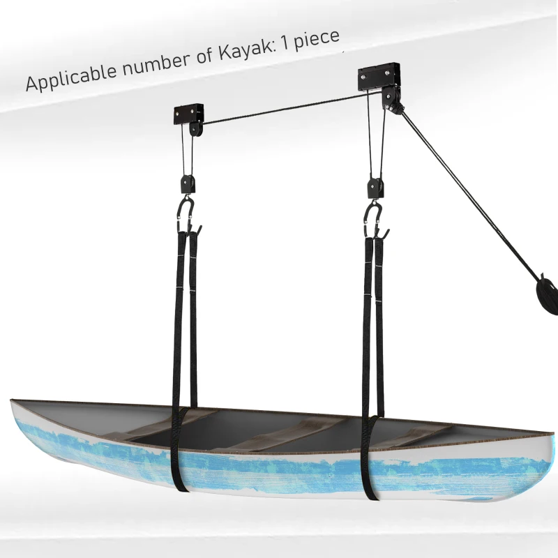 HOMCOM Palan pentru Caiac Sistem cu Scripete, Carlige, Sarcina max. 50kg, din Otel PP