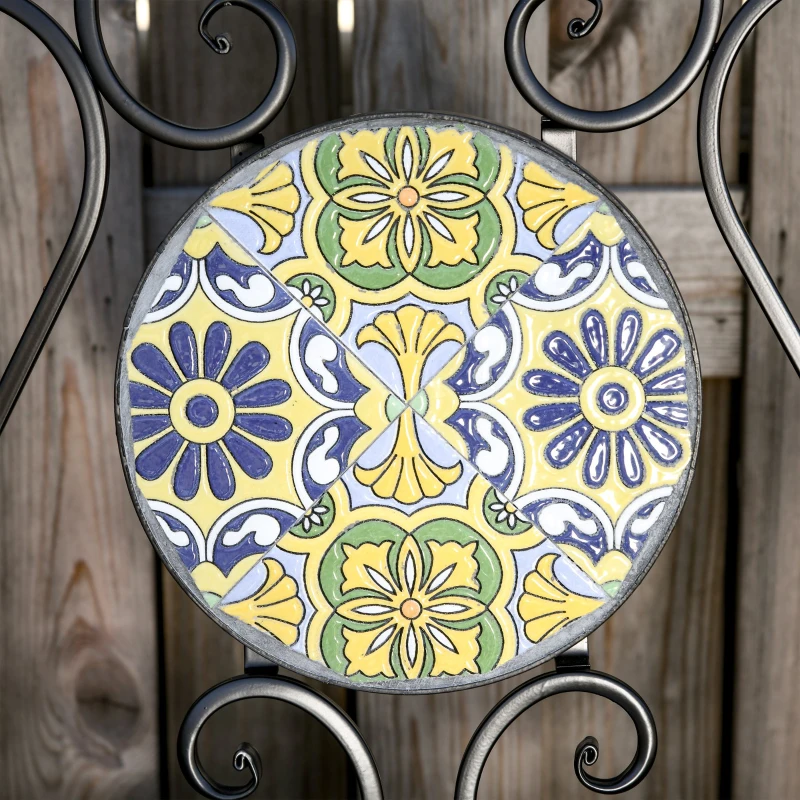 Outsunny Set Masa si Scaune de Gradina din Metal cu Majolica Colorata