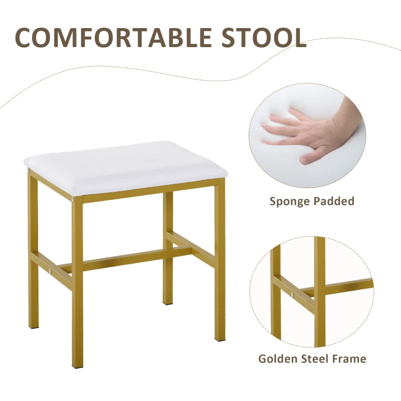 HOMCOM Masa de Machiaj cu Taburet Oglinda cu Lumini LED Raft si Sertare