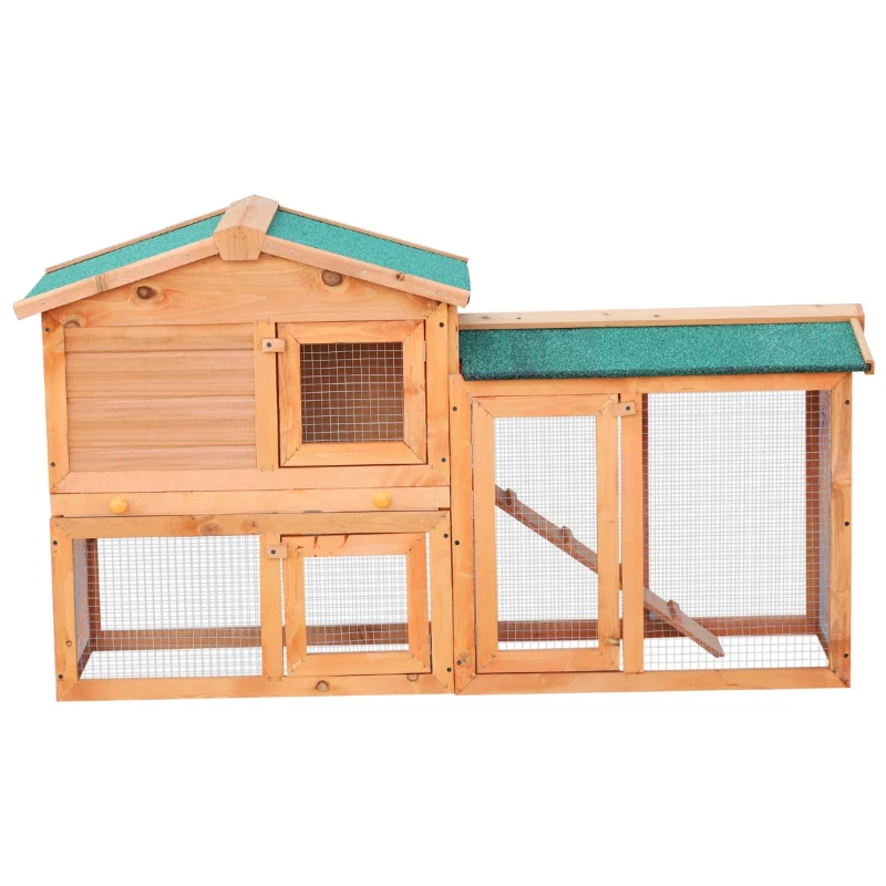 PawHut cusca din lemn pentru iepuri, 145x46x85cm, maro