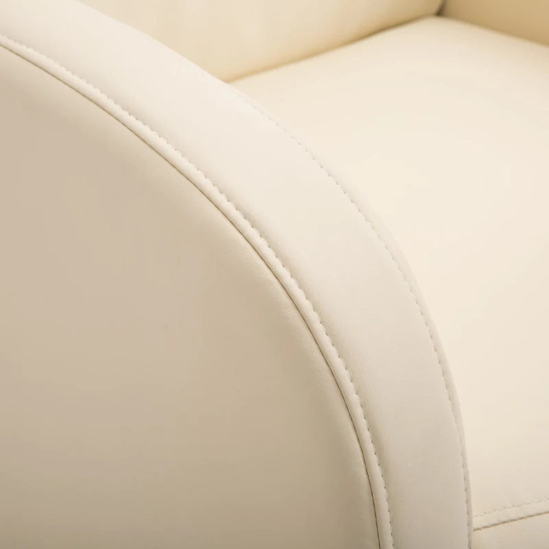 Homcom Fotoliu Relax con Spatar Rabatabil si Taburet  in Piele Ecologica Crem 67 × 89 × 110cm