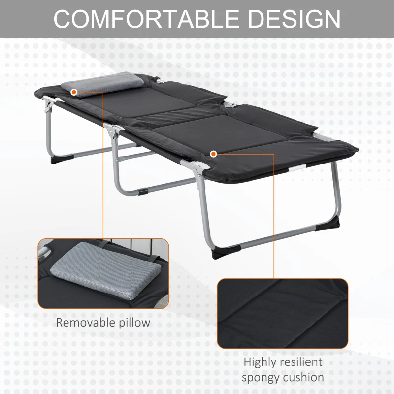 Outsunny Pat de Camping Pliabil si Captusit – Design Negru, Usor & Confortabil