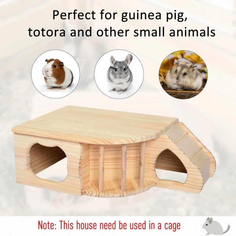 PawHut Casuta pentru Rozatoare si Animale mici 60x37x19.7cm Lemn