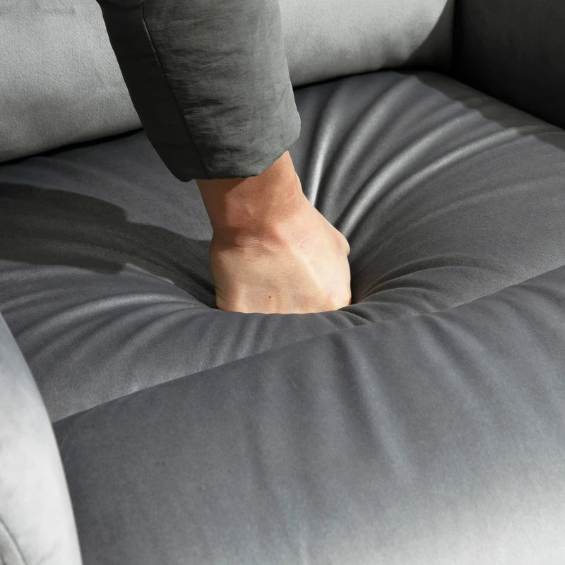 HOMCOM Fotoliu Relax Modern din Tesatura Gri cu Spatar Reclinabil de 140°
