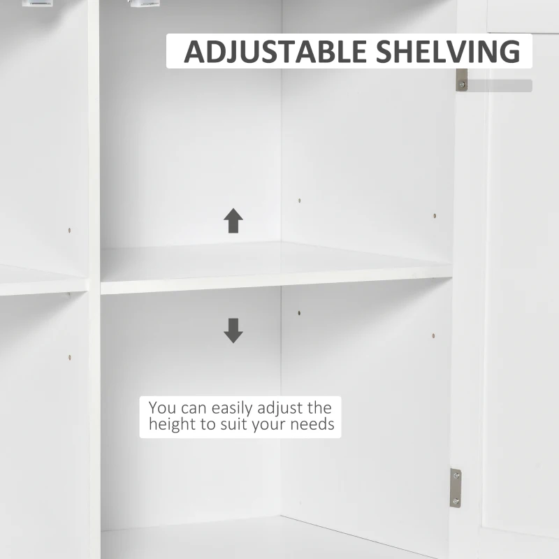 HOMCOM Carucior de Bucatarie Multifunctional cu 2 Sertare, Dulap si 4 Roti, 104x46x91cm - Alb