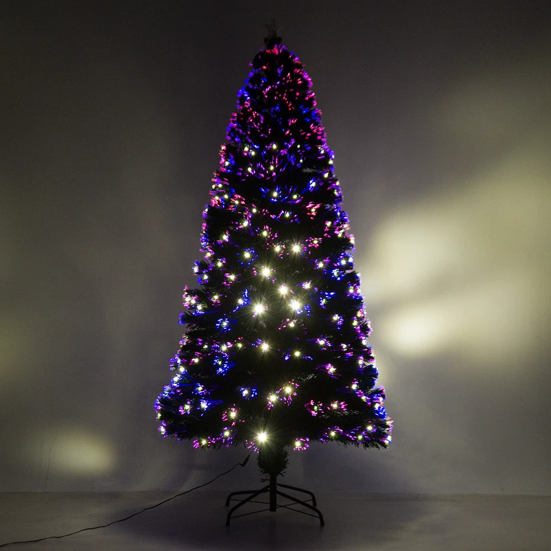 HomCom Albero di Natale Artificiale 230 Rami in PVC con Luci LED Φ82 x 180cm Verde