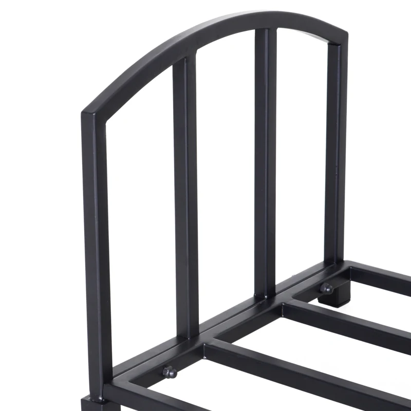 HOMCOM Suport pentru Lemne de Interior si Exterior din Metal cu Manere si 4 Unelte pentru Semineu Incluse - Negru