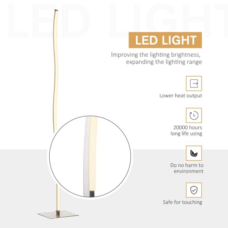 Lampa cu picior HOMCOM Lampa de podea Design Lampa de podea cu LED de 144 cm