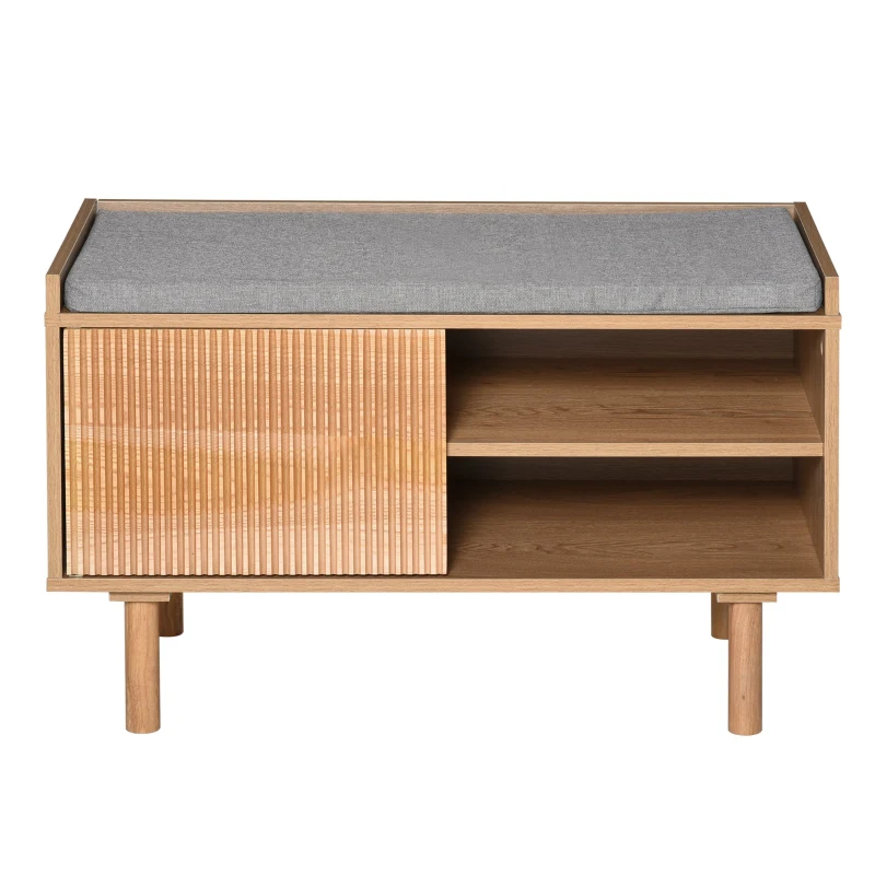 HOMCOM Mobilier Suport de Pantofi din Lemn cu Banca Capitonata Polita si Dulapior