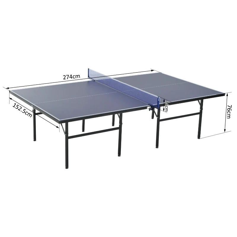 HOMCOM Masa Ping Pong Pliabila in lemn MDF si otel, Albastru Violet 152.5x274x76cm