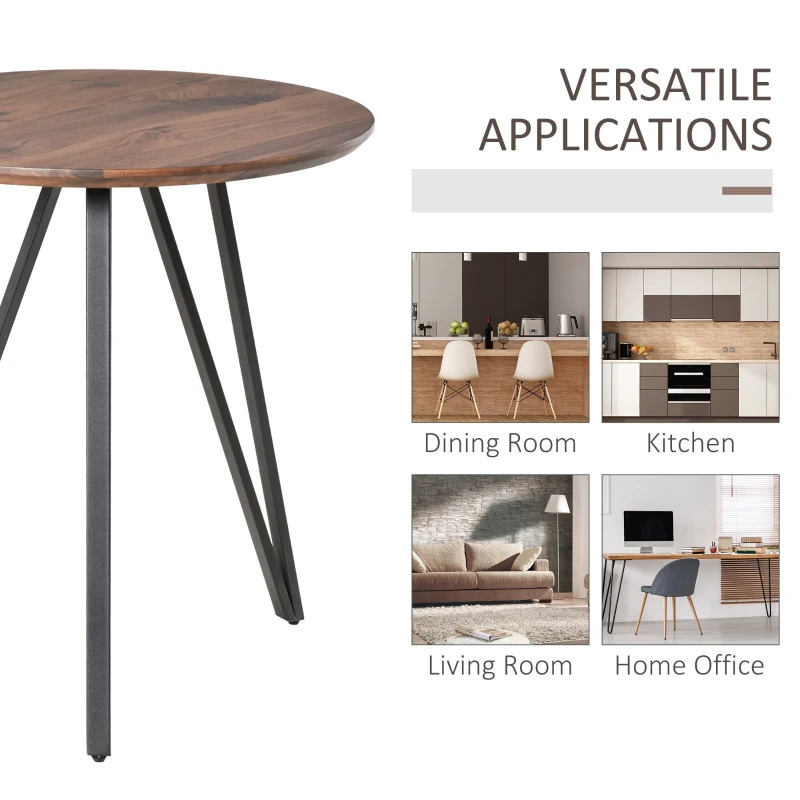 HOMCOM Masa de Bucatarie sau de Sufragerie in Stile Industriale Rotunda Φ70cm