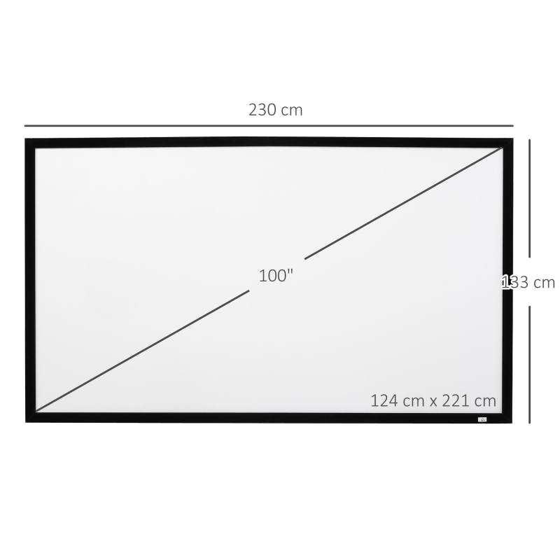 HOMCOM Ecran de proiectie de 100 Inci Ecran Proiectie pentru Proiectoare LED LCD