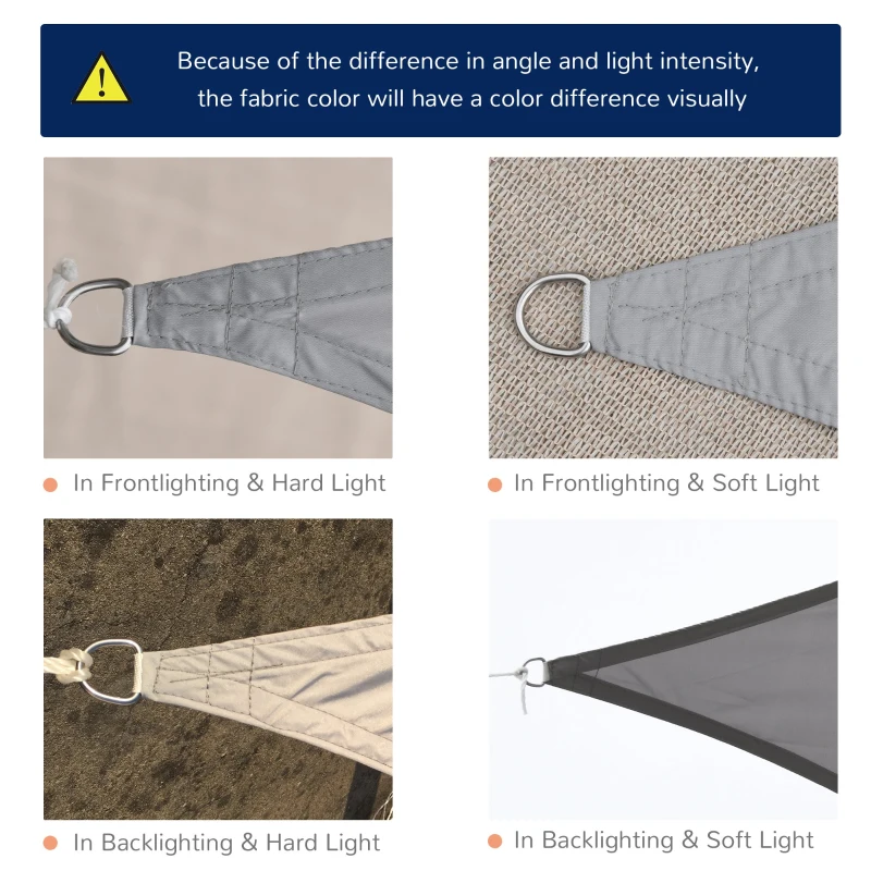 Outsunny Panza Umbrire Triunghiulara Copertina soare din Poliester 4x4x4m Gri