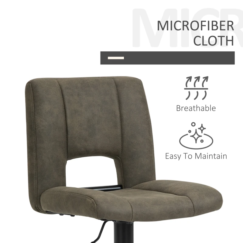 HOMCOM set 2 scaune inalte de bar, 41.5x51x94-115cm, kaki