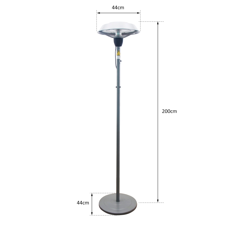 Outsunny Ciuperca Sistem de Incalzire de Extern 1500W Impermeabil in Aluminiu 200cm