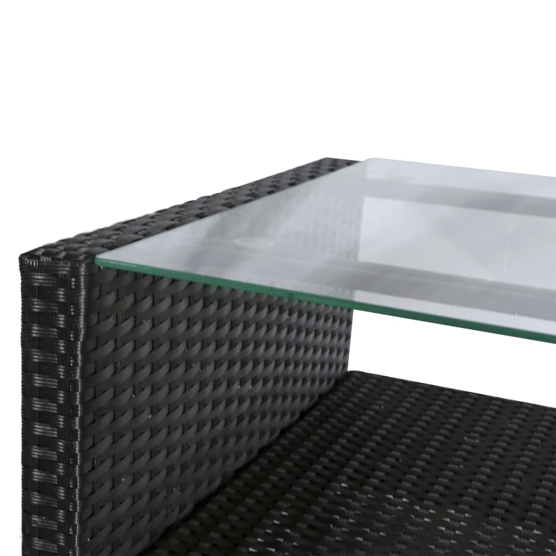 Outsunny Set Mobilier de Gradina 4 Piese din Ratan PE Masuta Canapea si Fotolii