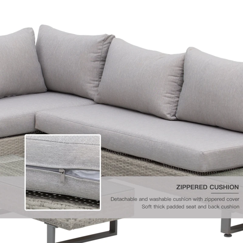 Outsunny Set Mobilier canapele si masuta pentru Gradina din Ratan Gri(m-5)