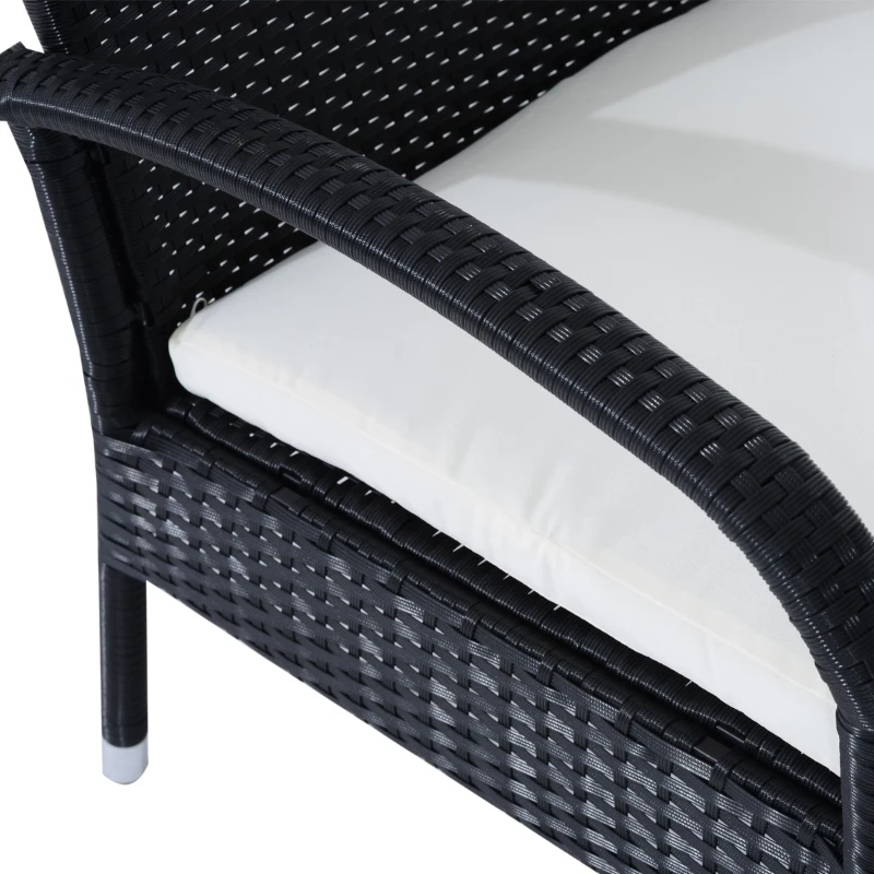 Outsunny Set de mobilier de grădină Outsunny din Rattan PE cu canapea, 2 fotolii cu perne și măsuță de cafea, negru