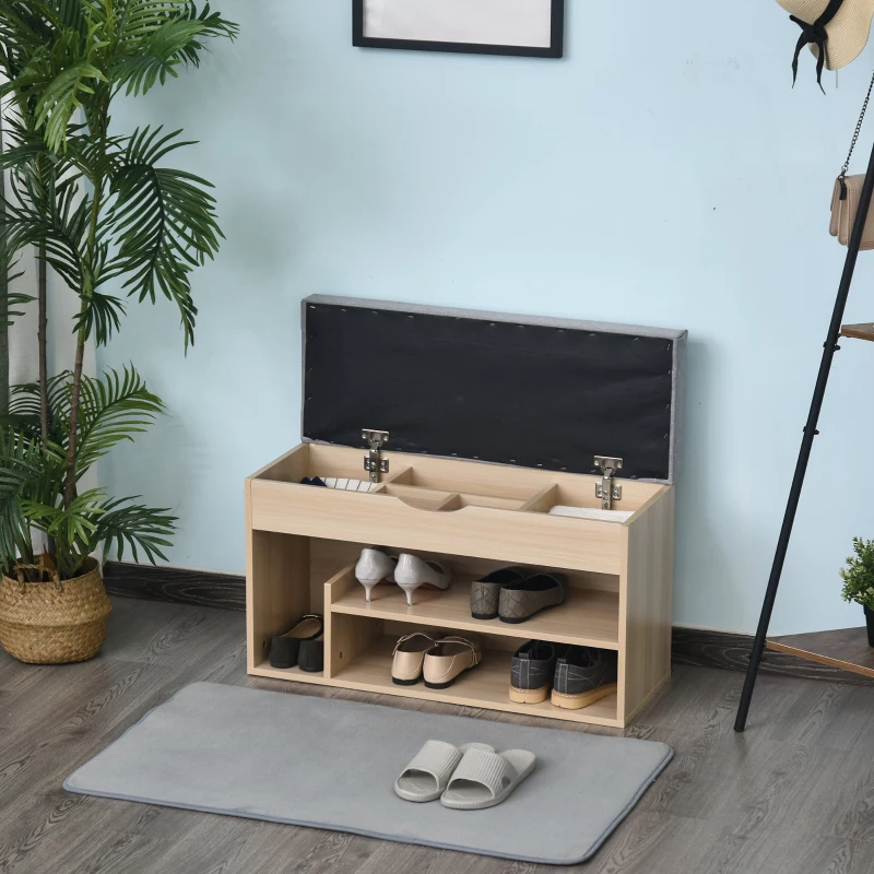 HOMCOM banca din lemn pentru pantofi, 80x30x48cm
