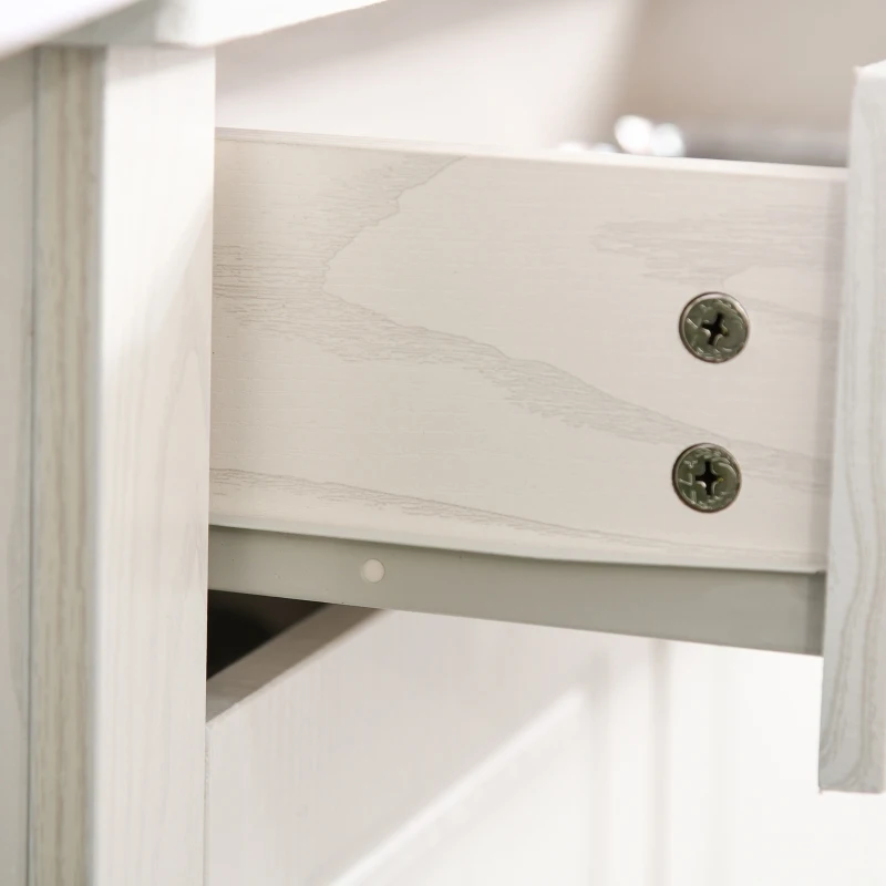 HOMCOM Dulap de Bucatarie cu 2 Sertare in stil colonial Ivoriu