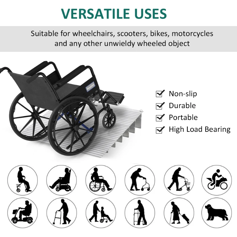 HOMCOM Rampa Scaun cu Rotile Lungime Reglabilă Aluminiu antiderapant 318kg