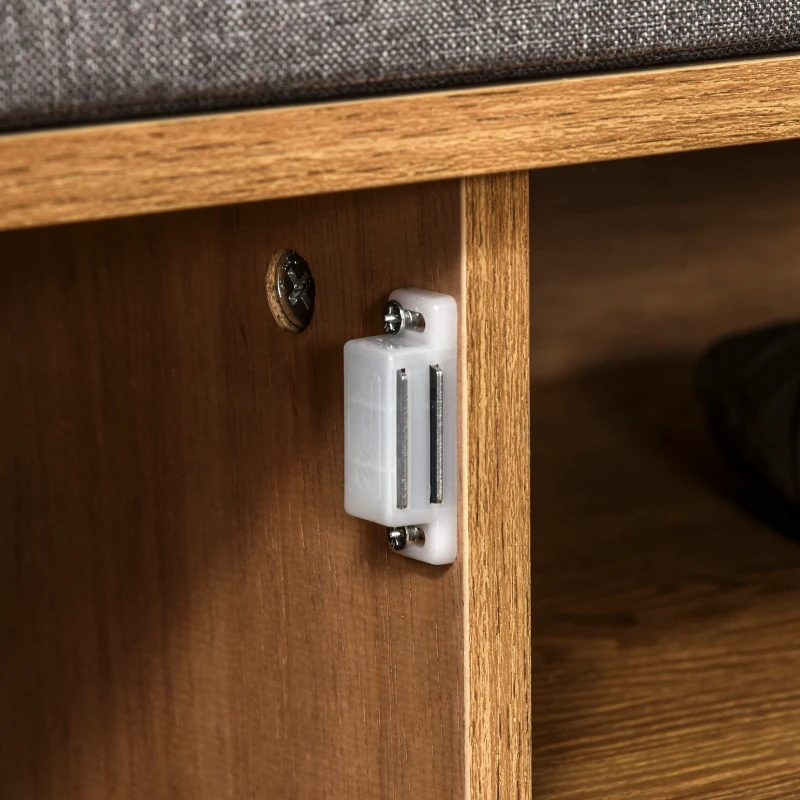 HOMCOM Mobilier Suport de Pantofi din Lemn cu Banca Capitonata Polita si Dulapior