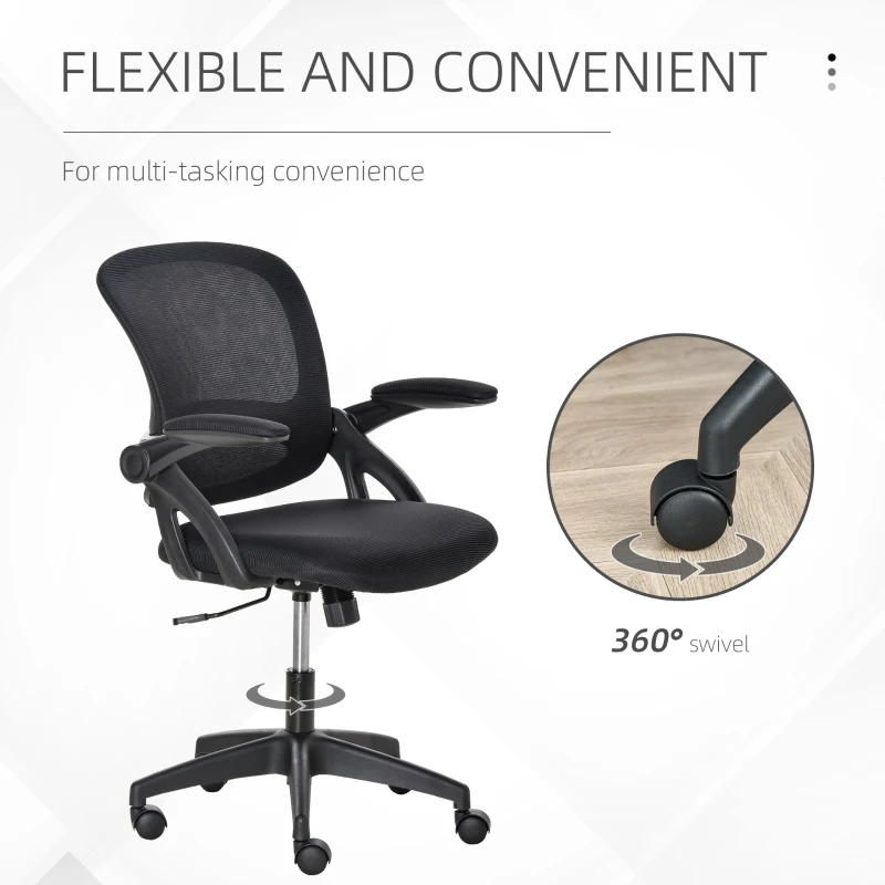 Vinsetto Scaun de Birou Ergonomic Spatar din Plasa si Sezut Capitonat Negru