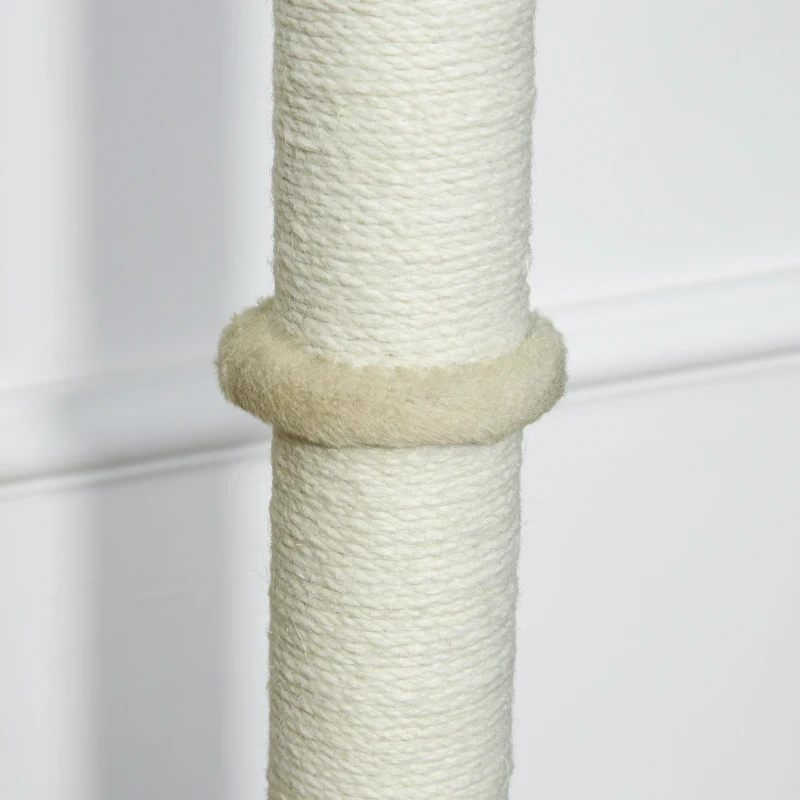 PawHut Ansamblu pentru Pisici pe mai multe nivele, Casuta si Franghii din Iuta, Bej