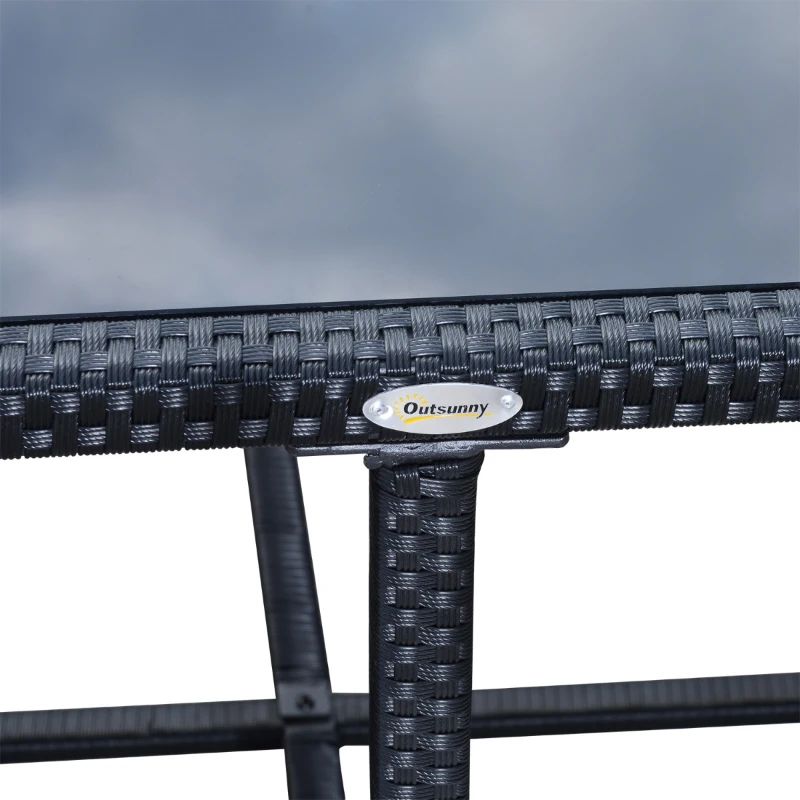 Outsunny Set Mobilier de Grădină cu Masă de Prânz, 4 Scaune și Perne, 109x109x72 cm, Negru