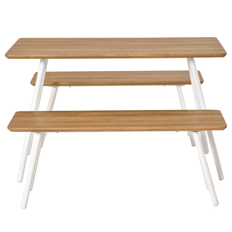 HOMCOM set masa si 2 banci, stil nordic, MDF, alb