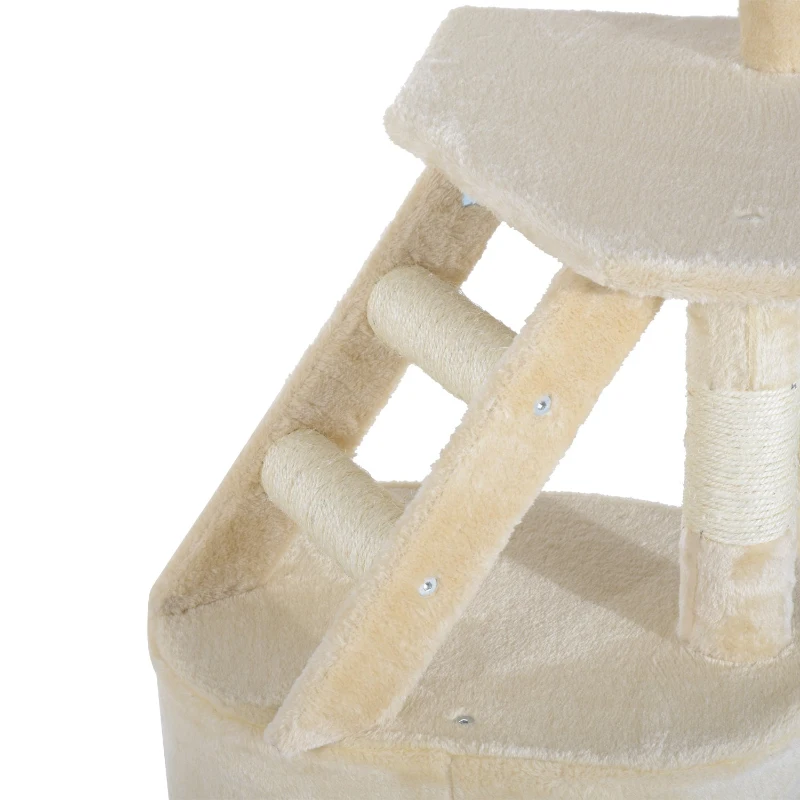 PawHut Copacel pentru Pisici cu Platforma, Bej, 55x40x125cm