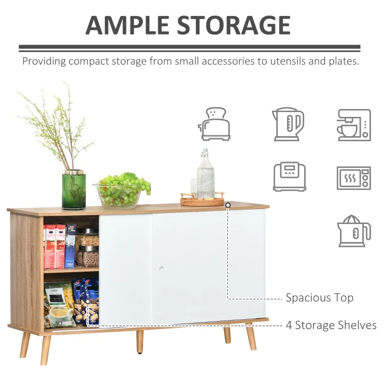 HOMCOM mobilier bucatarie modern, 130x40x74.5cm, culoarea lemnului/alb