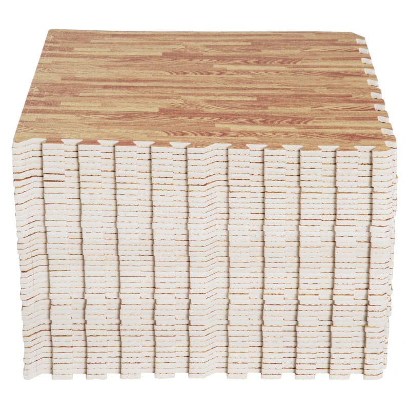 HOMCOM covor puzzle, efect de lemn, din EVA, 61.5x61.5cm