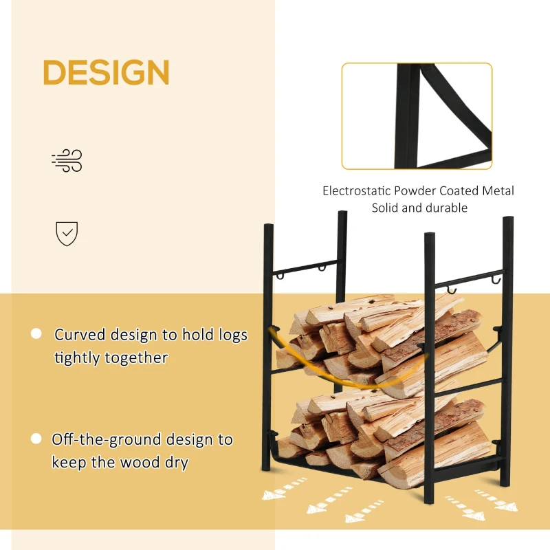 Outsunny Suport pentru Lemne de Interior si de Exterior pana la 70 kg de Lemne Accesorii Incluse