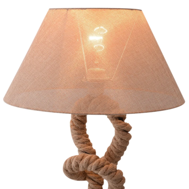 Homcom Lampa de Noptiera abajur cu Cordon Comodino Abat jour in Corda de Canepa Bej 40x40x65cm