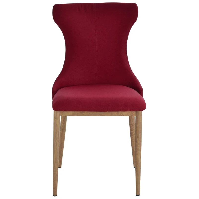 Homcom Set de 2 Scaune pentru Sufragerie Captusite Picioare din Metal Rosu