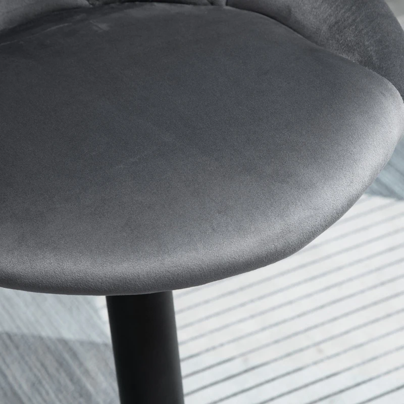 Homcom Scaune Bar x2 – Pivotante, Gri Catifelat, inaltime Reglabila