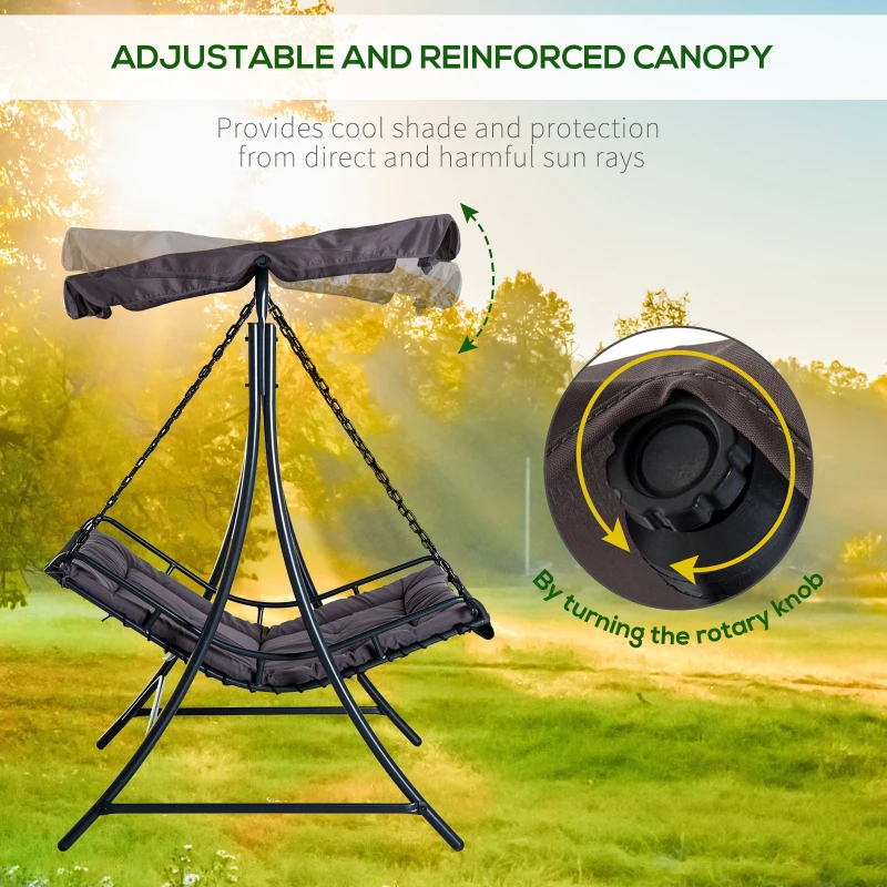 Outsunny Balansoar in aer liber pentru Gradina cu acoperis negru, 2 Persoane