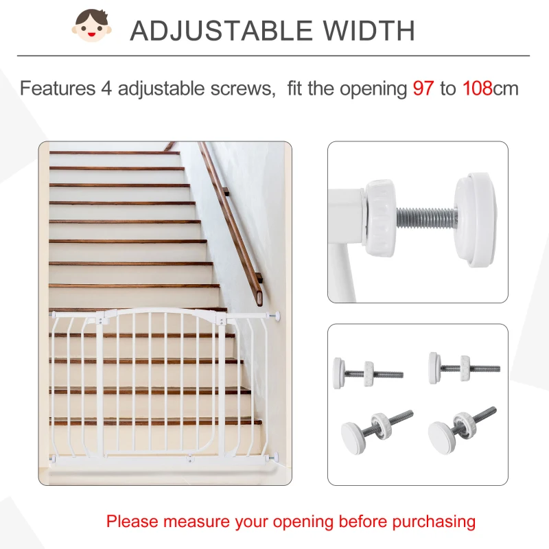 HOMCOM Poarta de Siguranta pentru Copii din Metal sub Presiune cu Blocare Dubla