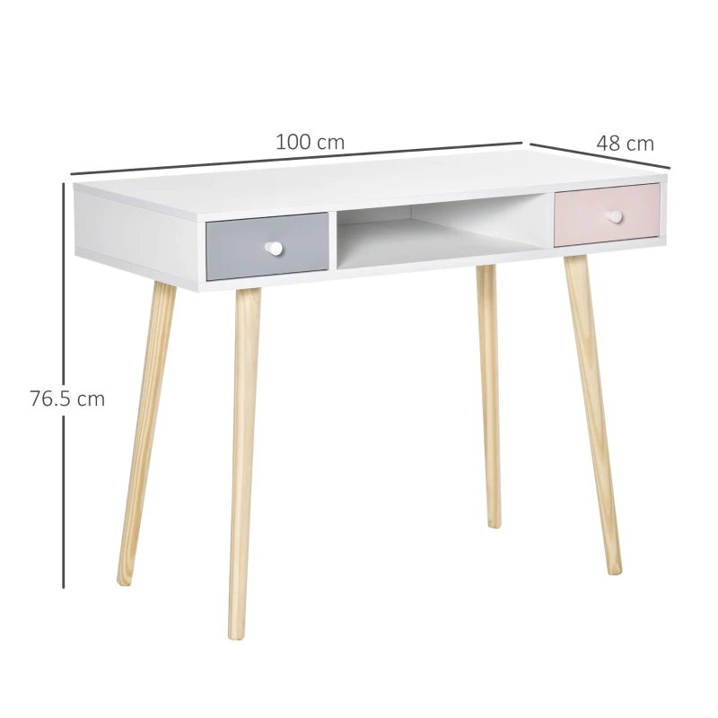 HOMCOM Birou cu sertare pentru copii, MDF, 100x48x76.5 cm, Multicolor