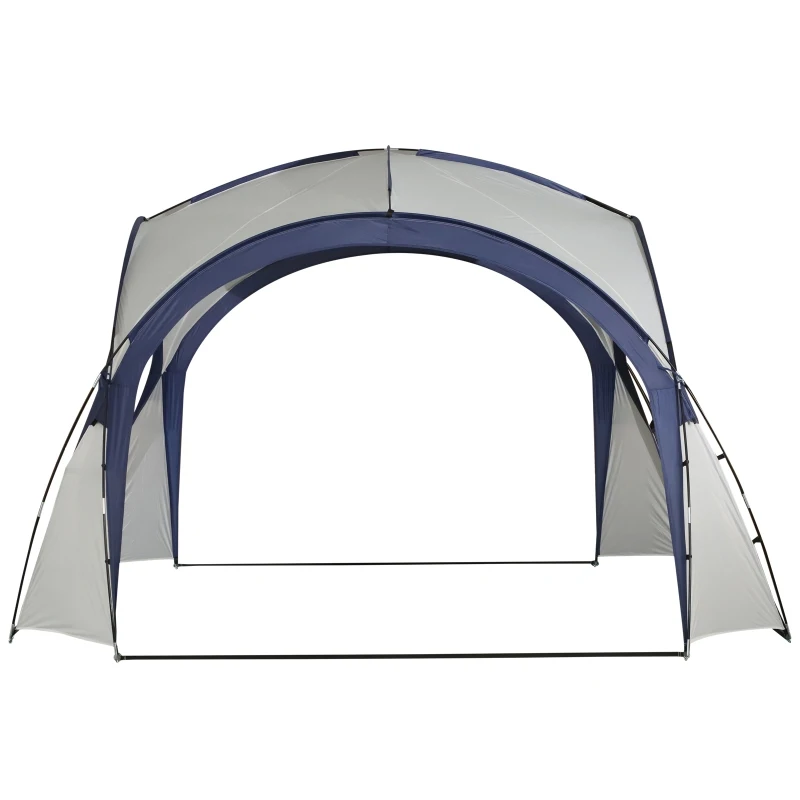 Outsunny Foisor Cort de Camping Pliabil Protectie UV Alb si Albastru 350 x 350 x230cm