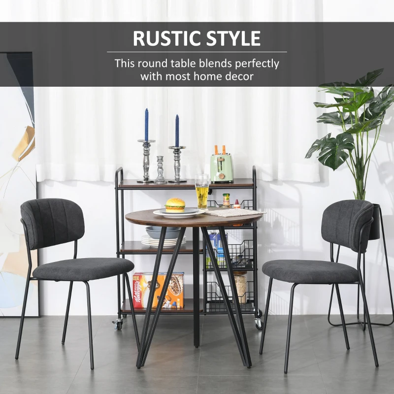 HOMCOM Masa de Bucatarie sau de Sufragerie in Stile Industriale Rotunda Φ70cm