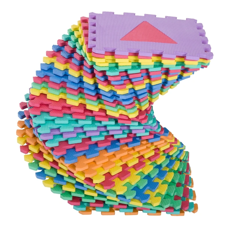 Homcom Covor Puzzle cu Forme Geometrice 36 Bucati 31x31cm, Colorat
